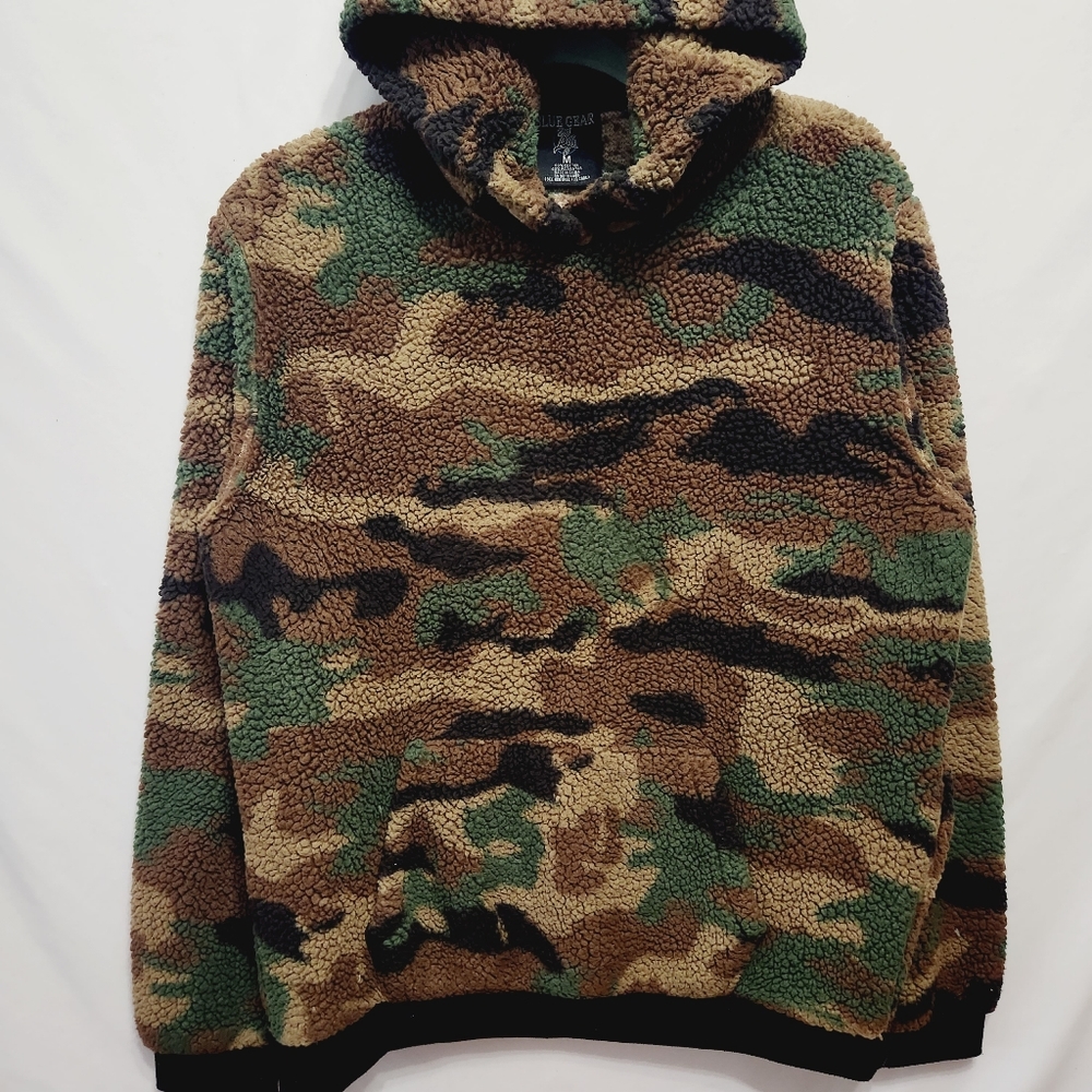 Camouflage Teddy Faux Sherpa Hoodie